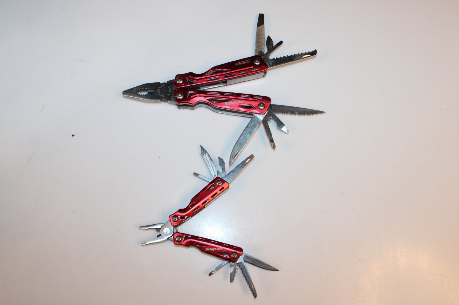 2x Snap-On Stainless Steel Red Pocket Multi-Tools