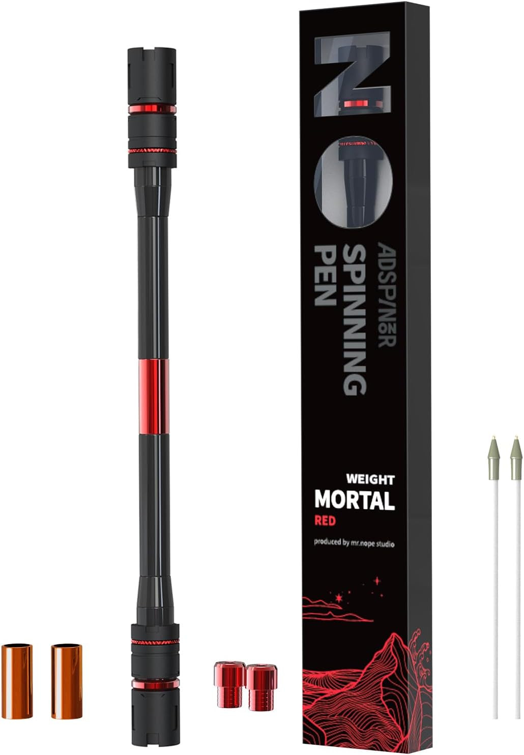Mr. Nope Advanced Weighted Spinning Pen for Precision and Practice (Black-Red)