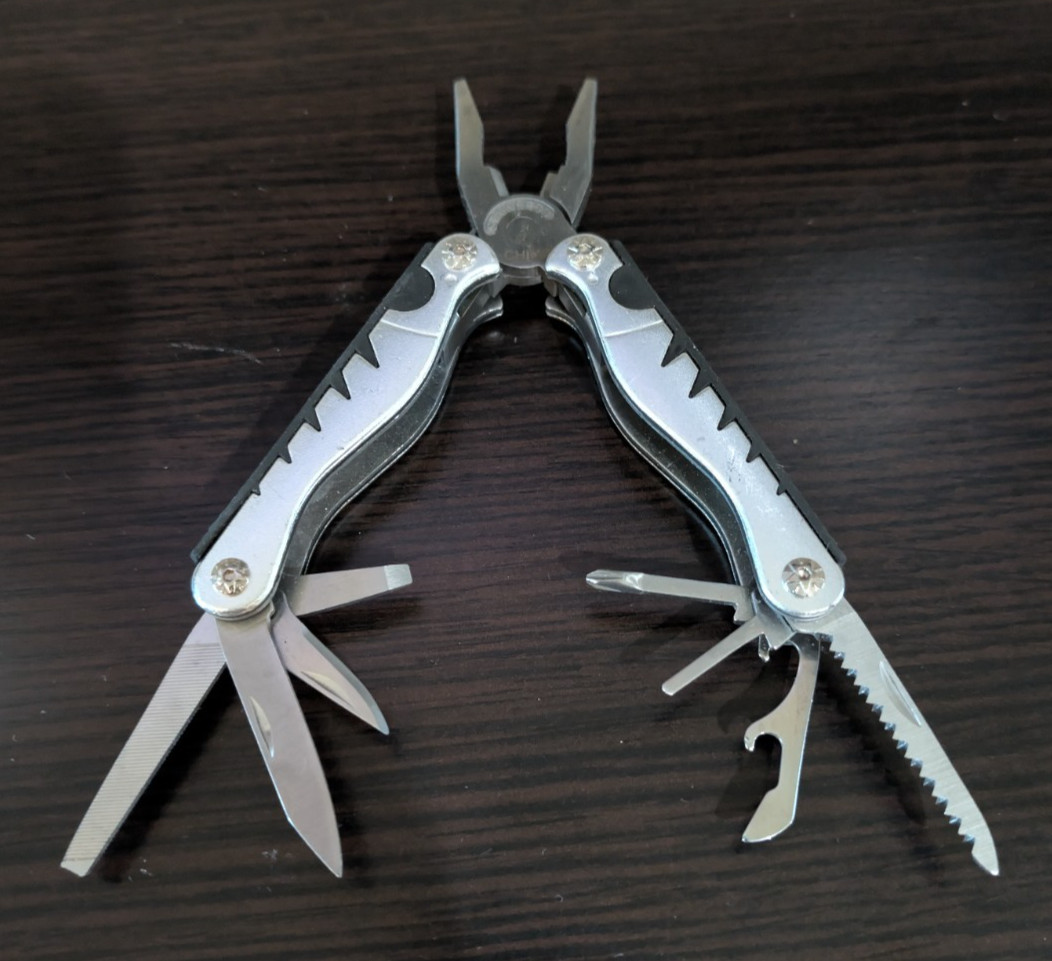 Lot of 5 Multi Tools Husky Stainless Pliers Knife Saw File Screwdrivers