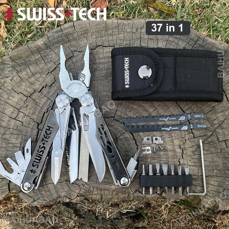Swiss Tech 37-in-1 Multitool Pliers Folding Edc Scissors Survival Hand Tool