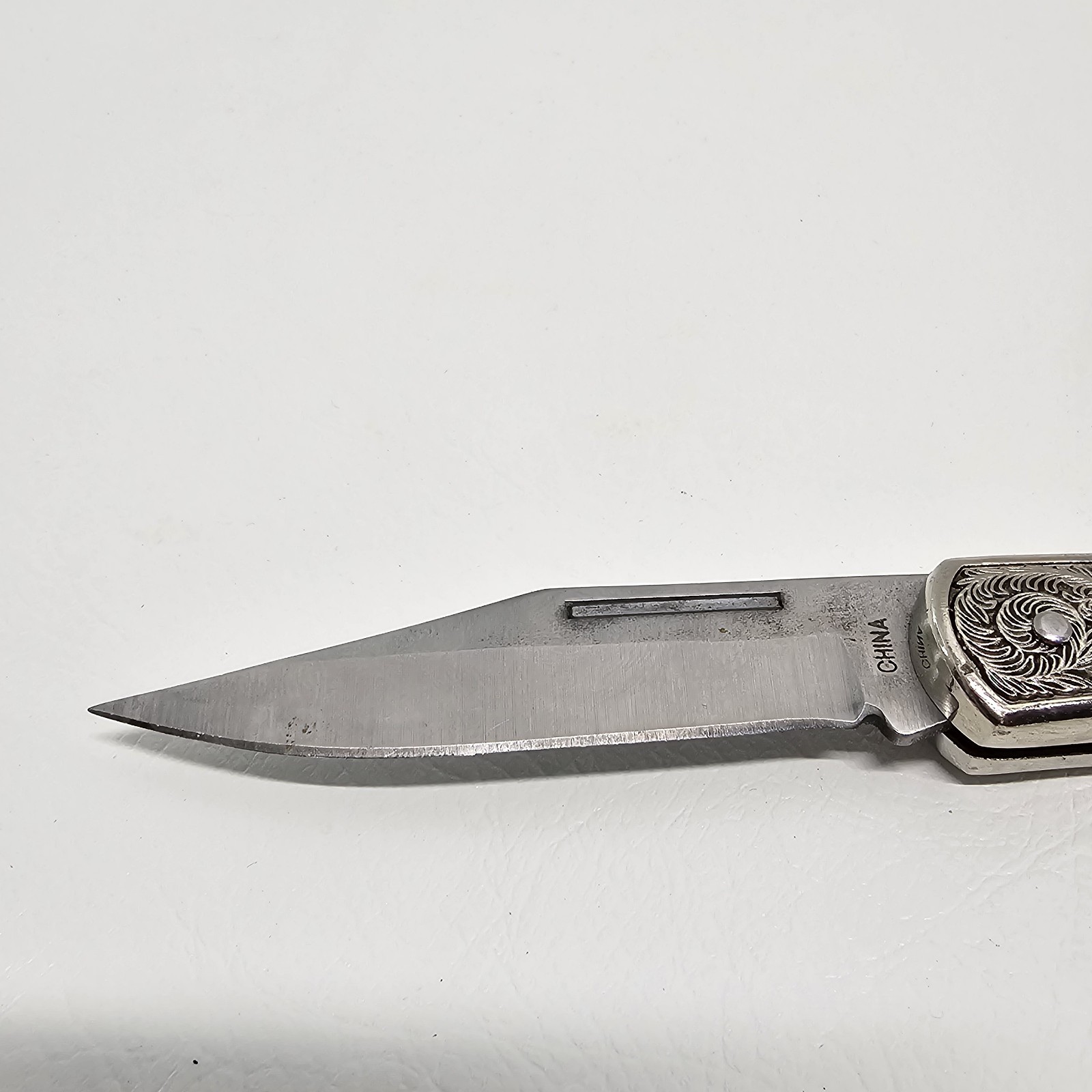 Vintage Folding Pocket Knife “Tony” Engraved Handle – Ornate Bolsters – 7″ Open