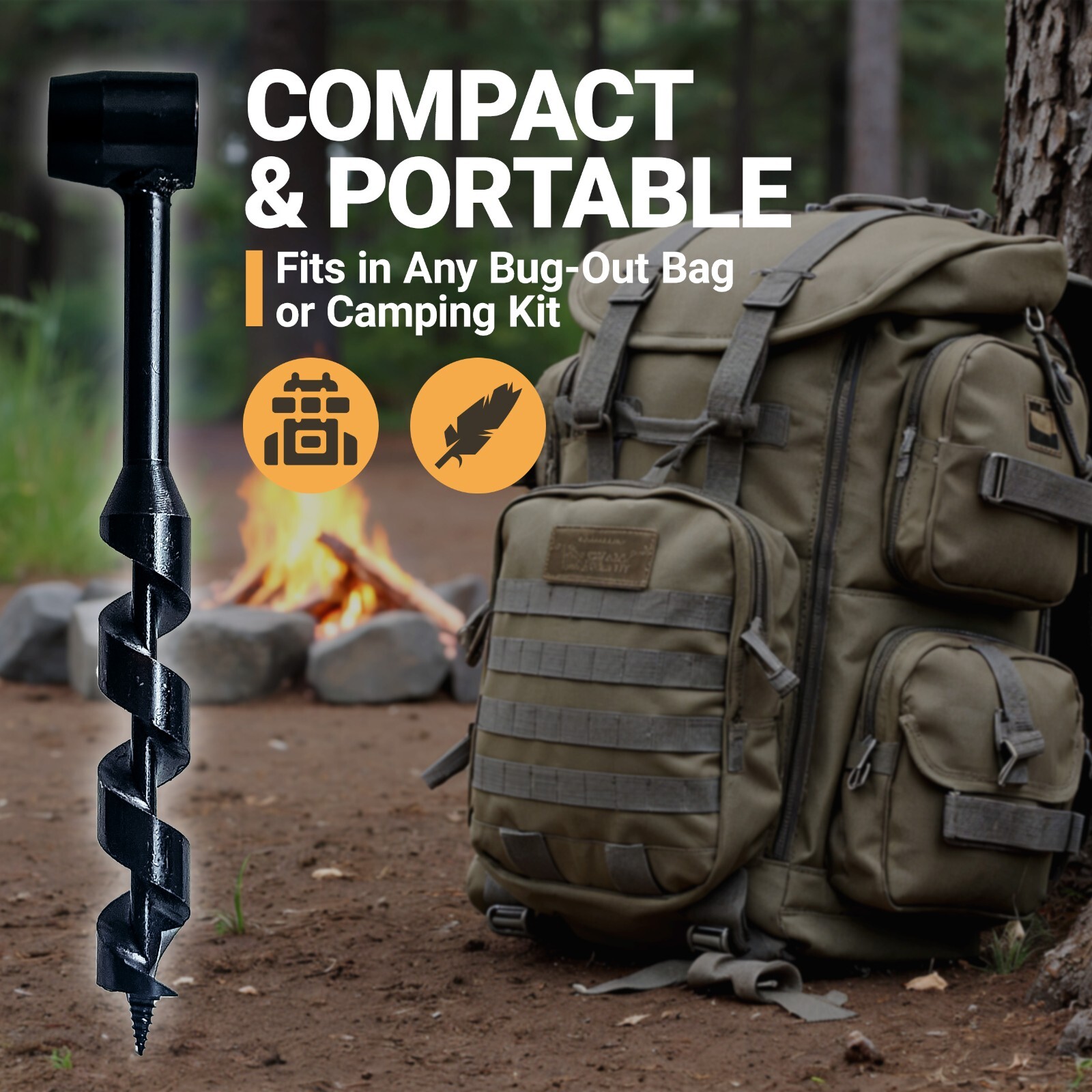 Sirius Survival 1-Inch Bushcraft Manual Bore Auger Tool – 10in. Length