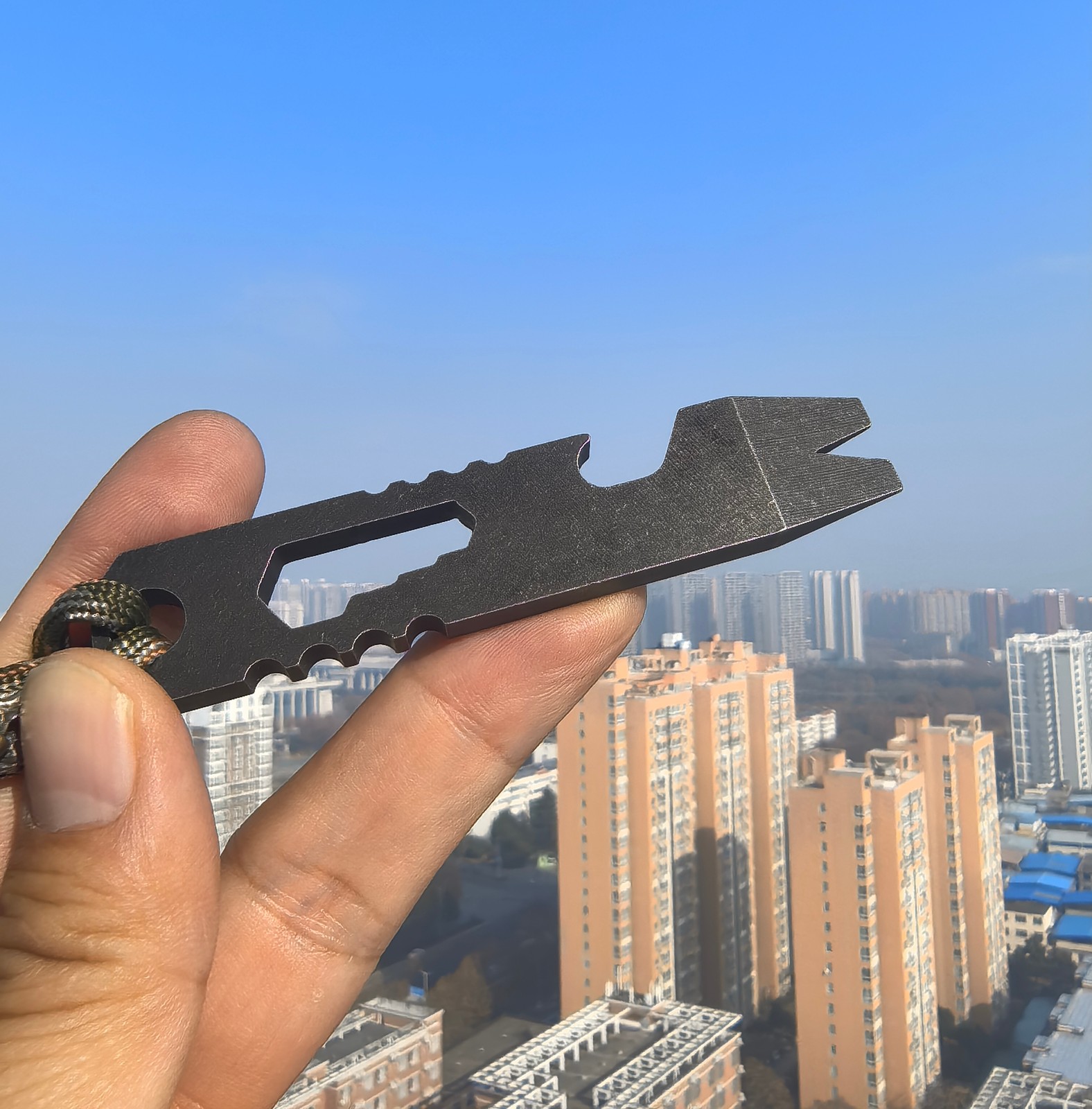 4cr13 Steel Black Compact Multitool EDC Pry Bar with Vintage Finish
