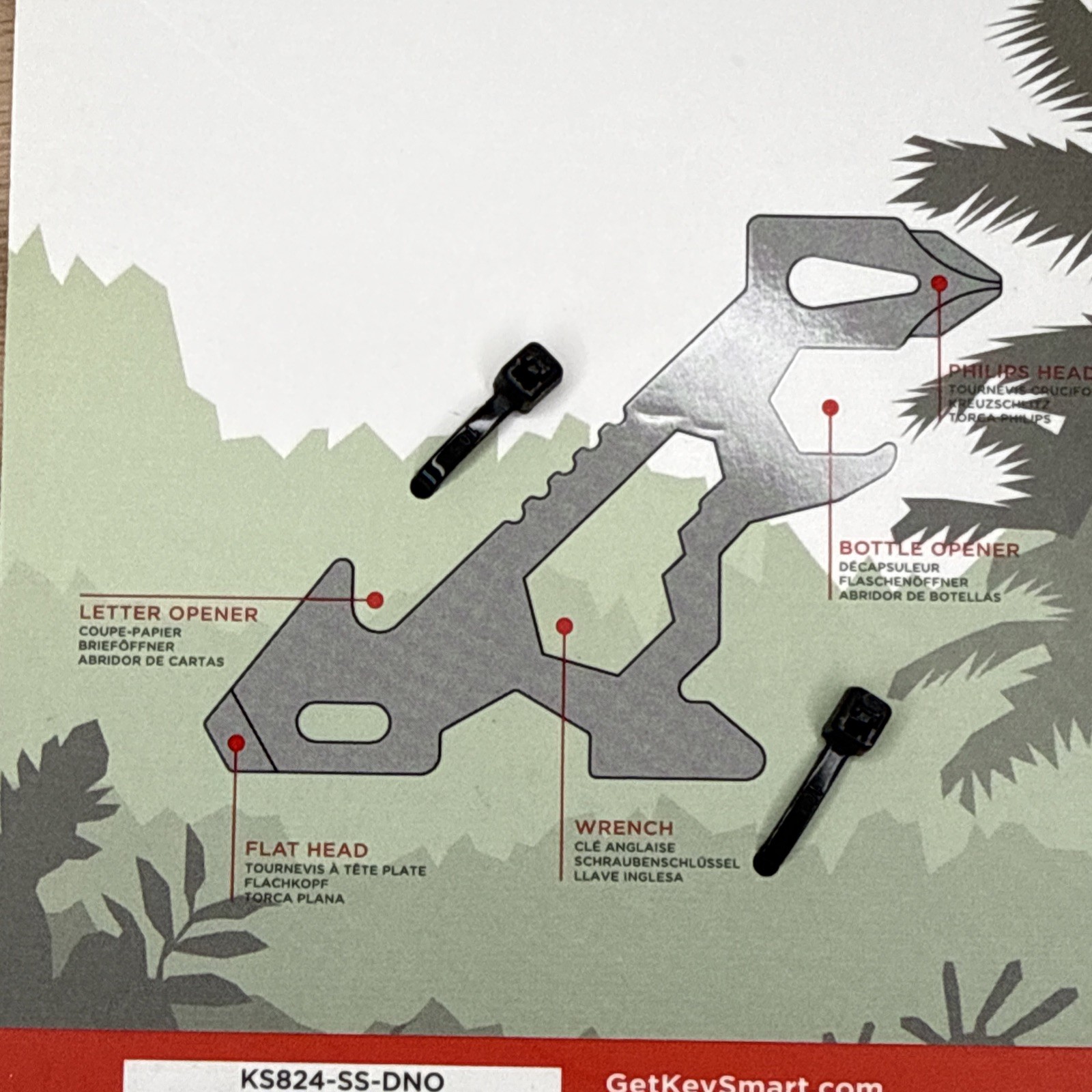KeySmart AllTul Dino Multi-tool for Keyring or Wallet – Stainless Steel (NEW)