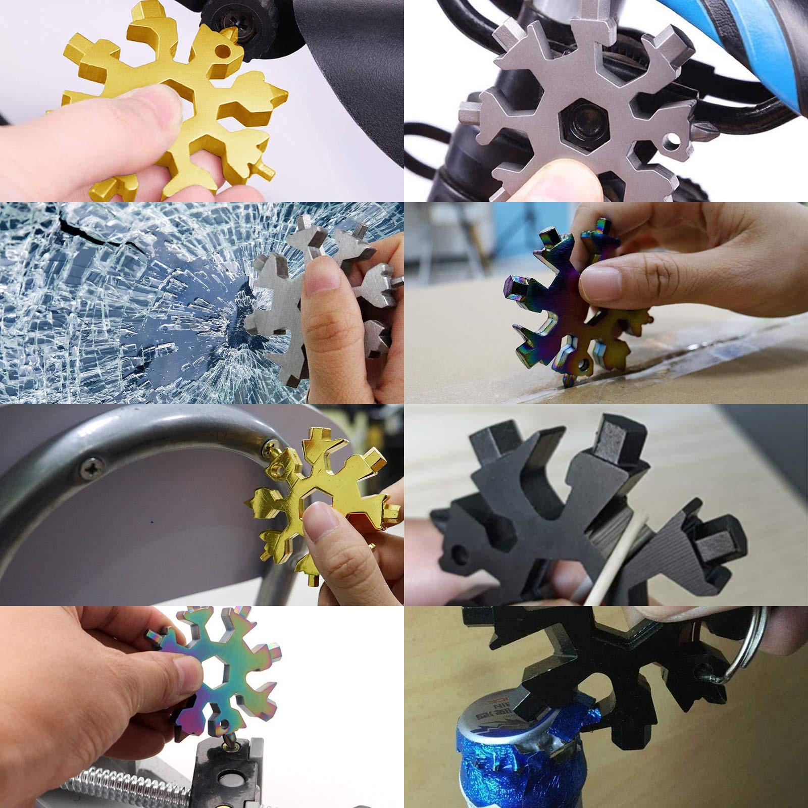 6 Packs Snowflake Multi Tool,18 in 1 Snowflake Multitool,Snowflake Wrench/Bottle