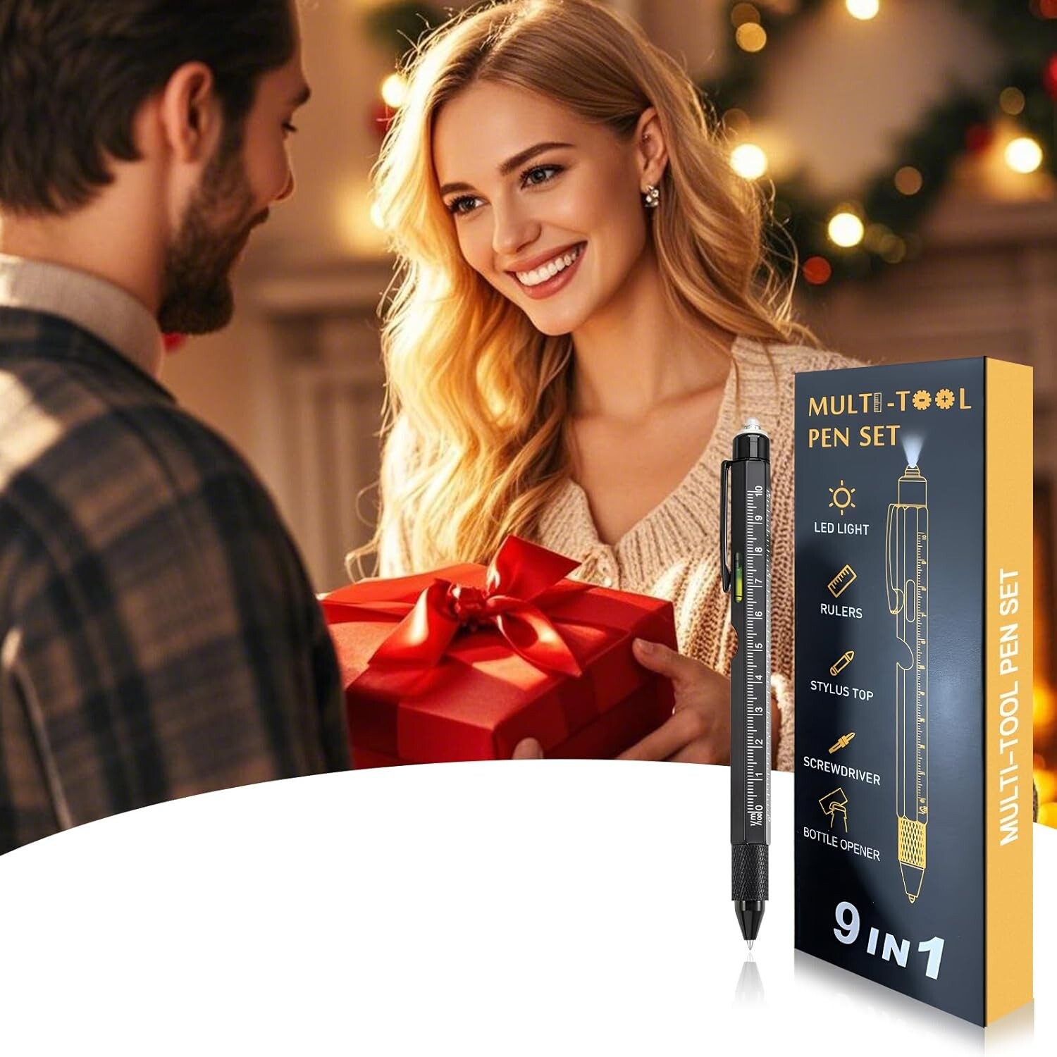 Dad Gifts for Fathers Day, 9 in 1 Multitool Pen Father’s Day Gifts from Black