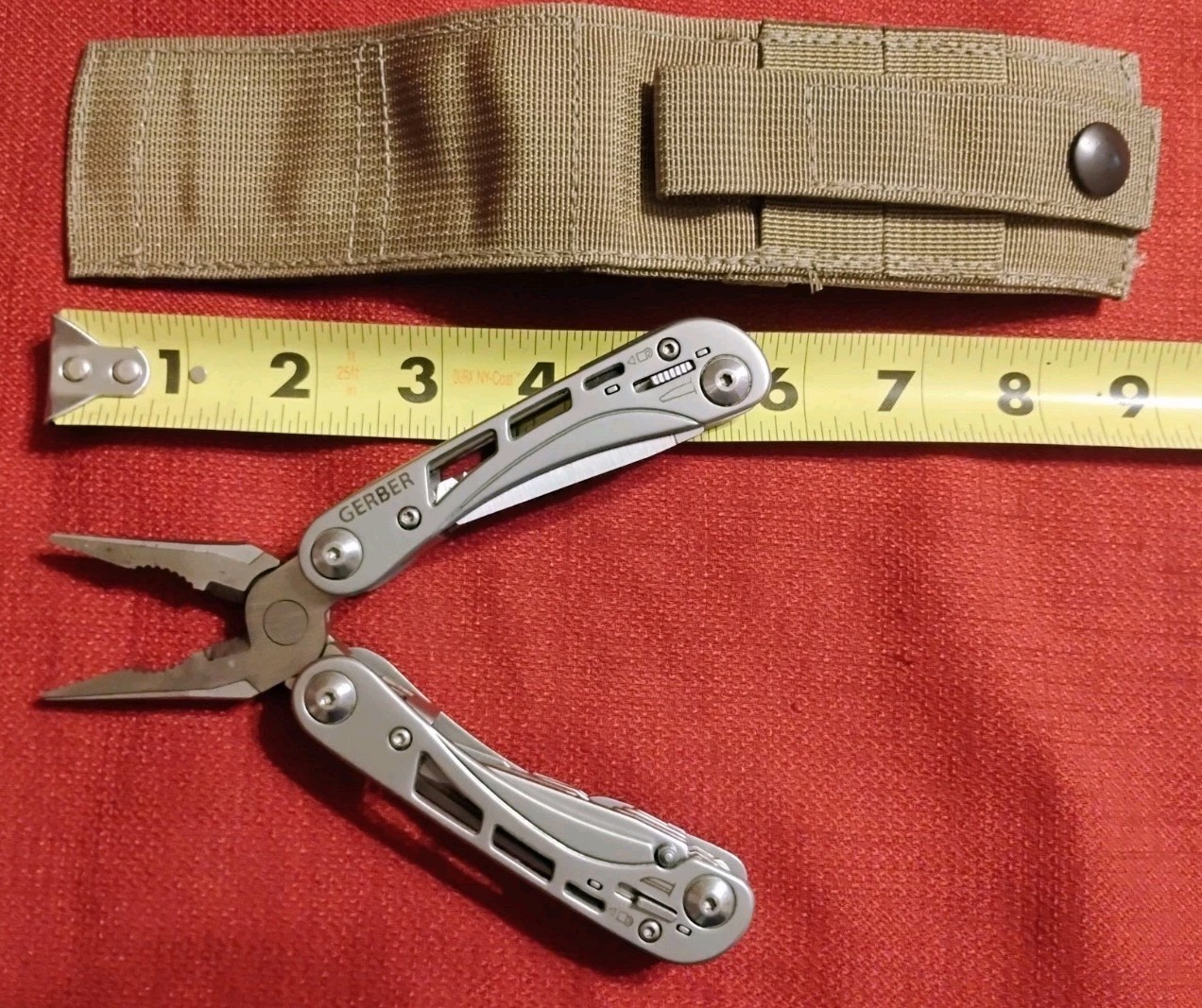 Gerber multitool pliers & tan military USA sheath molle adjustable works good VG