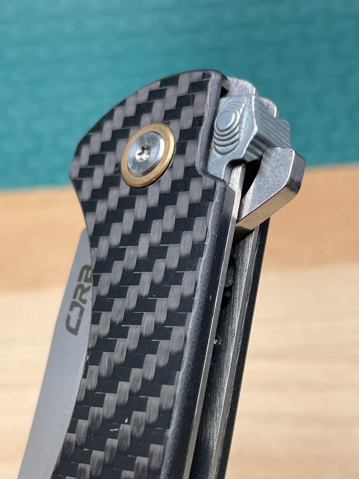 CJRB Cleaver J1915 D2 3.5” Steel Blade Folding Pocket Knife Carbon Fiber Handle