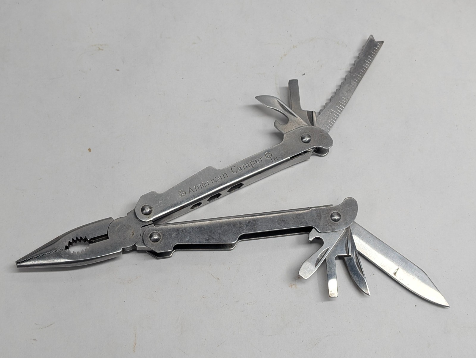 Vintage American Camper Multi Tool Folding Pocket Knife Set Stainless Steel