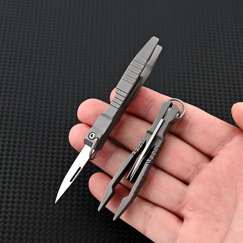 EDC Titanium Alloy Multi Tools Tweezers Opener Pocket Outdoor Folding Knife