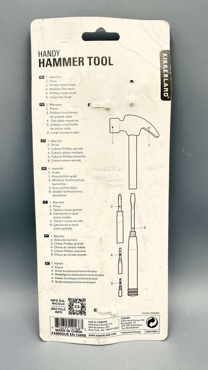 Kikkerland Handy Hammer Multi Tool 6 in 1 Screwdriver CD111 Gadget Gift Mens New