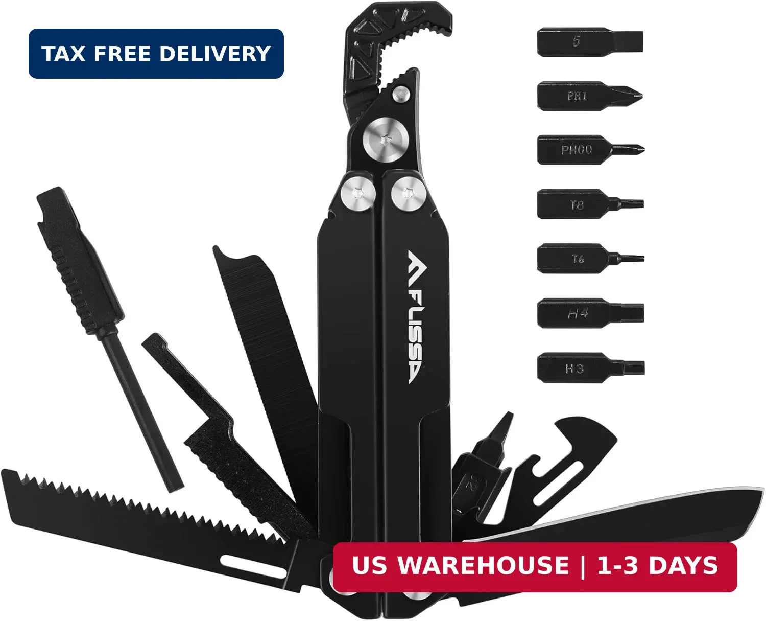 FLISSA Multitool Wrench, Gift for Men Dad, 16-IN-1 EDC Multi-tool with Self-Adju