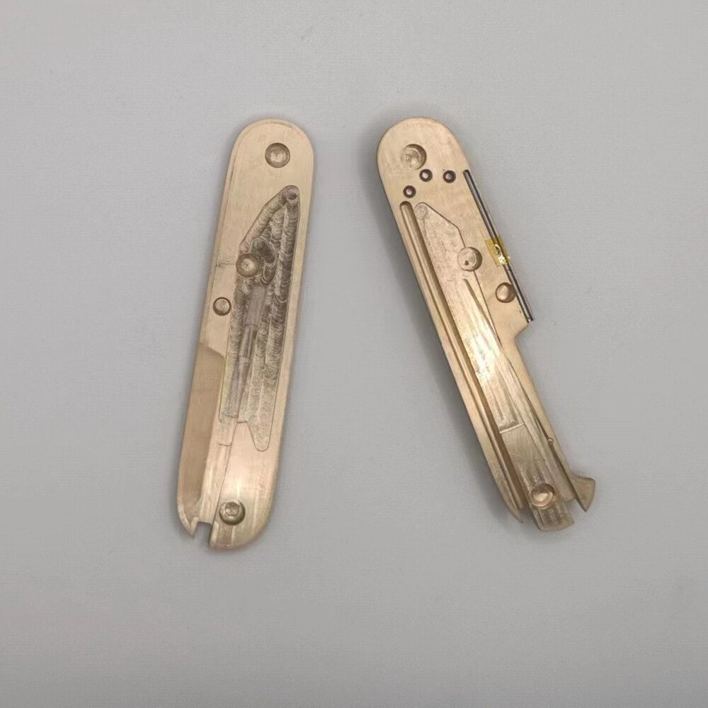 New 1 Pair Brass Handle Scales +Back Clip for 91mm Victorinox Swiss Army Knives