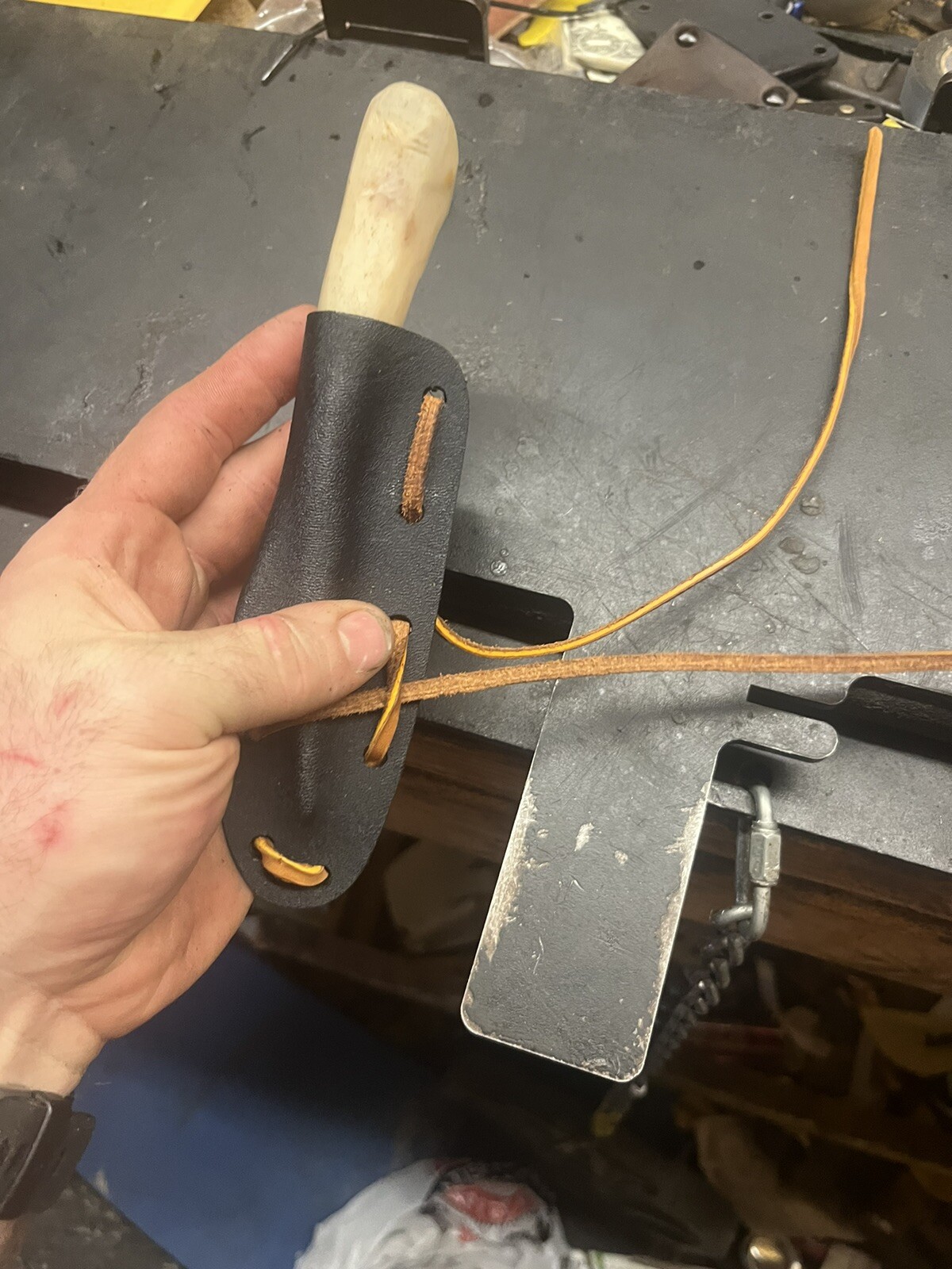 one time use 100% bone tool knife And Sheath With Zero Metal In It