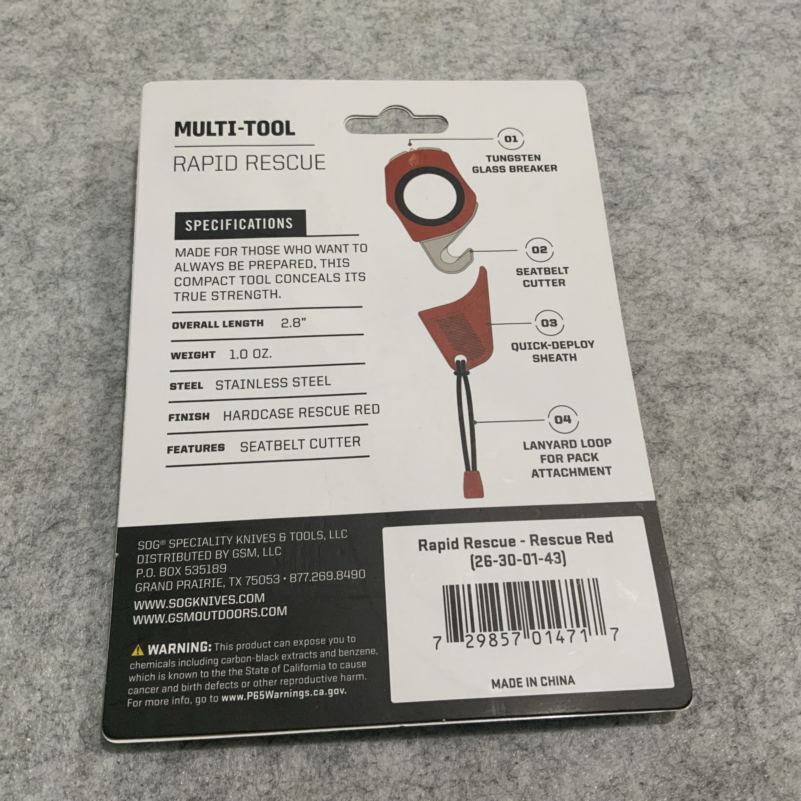 SOG Multi Tool Rapid Rescue Compact Blade Knife Red New