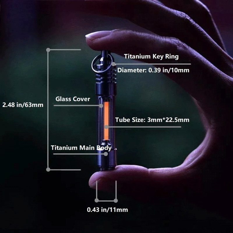 1 Pcs 3*22.5mm Titanium Luminous Tube Pendants Paracord Beads Key Ring Pendants