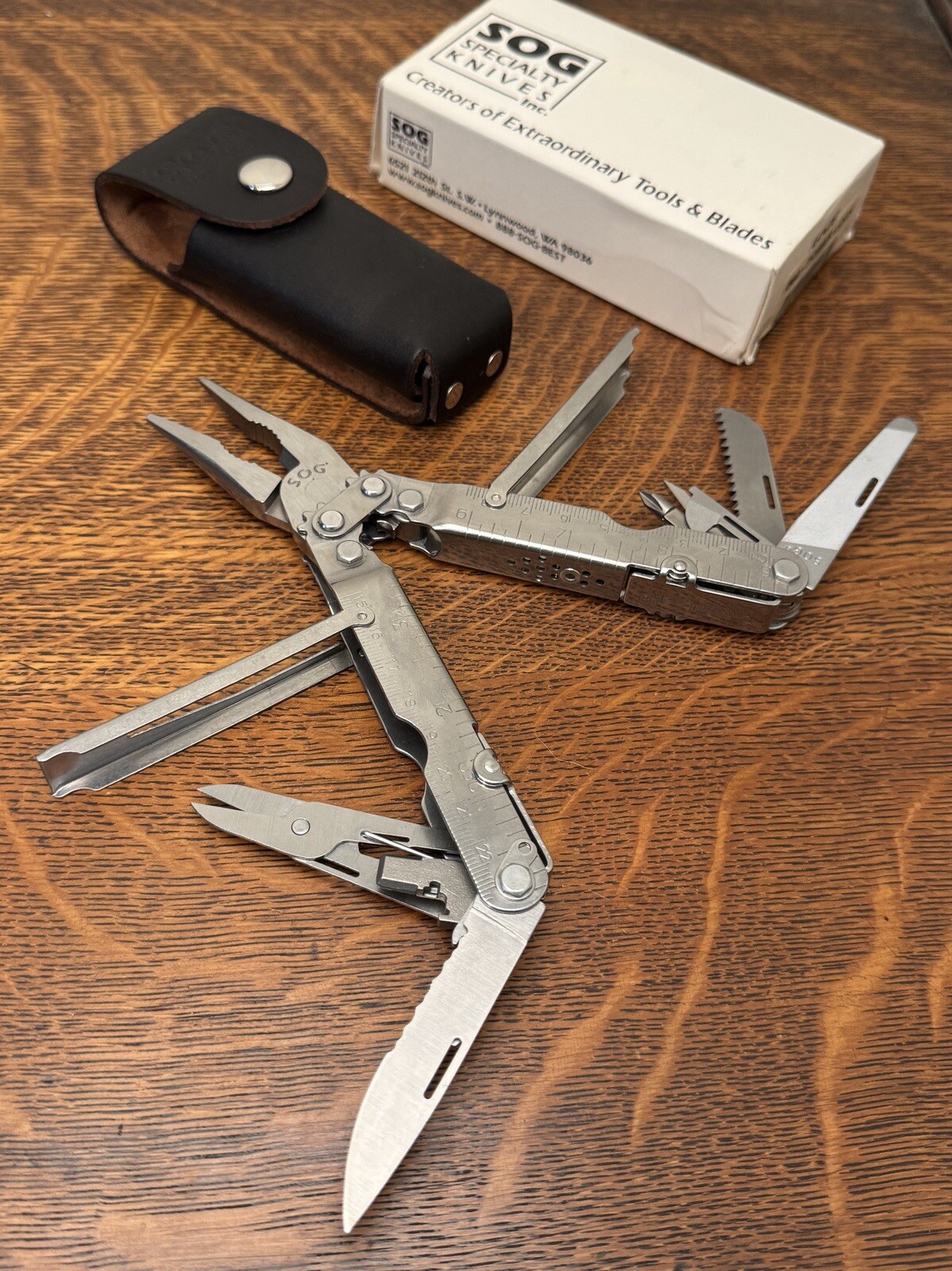 VINTAGE EARLY SOG POWER LOCK S60 UNUSED IN BOX/CASE MULTI TOOL KNIFE LYNNWOOD WA