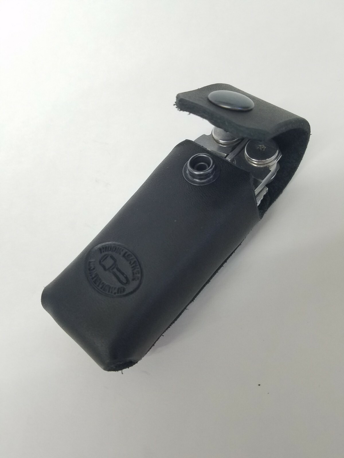 BLACK Leather Sheath for Leatherman WAVE. Riveted Design. Hiddin Leather. U.S.A.