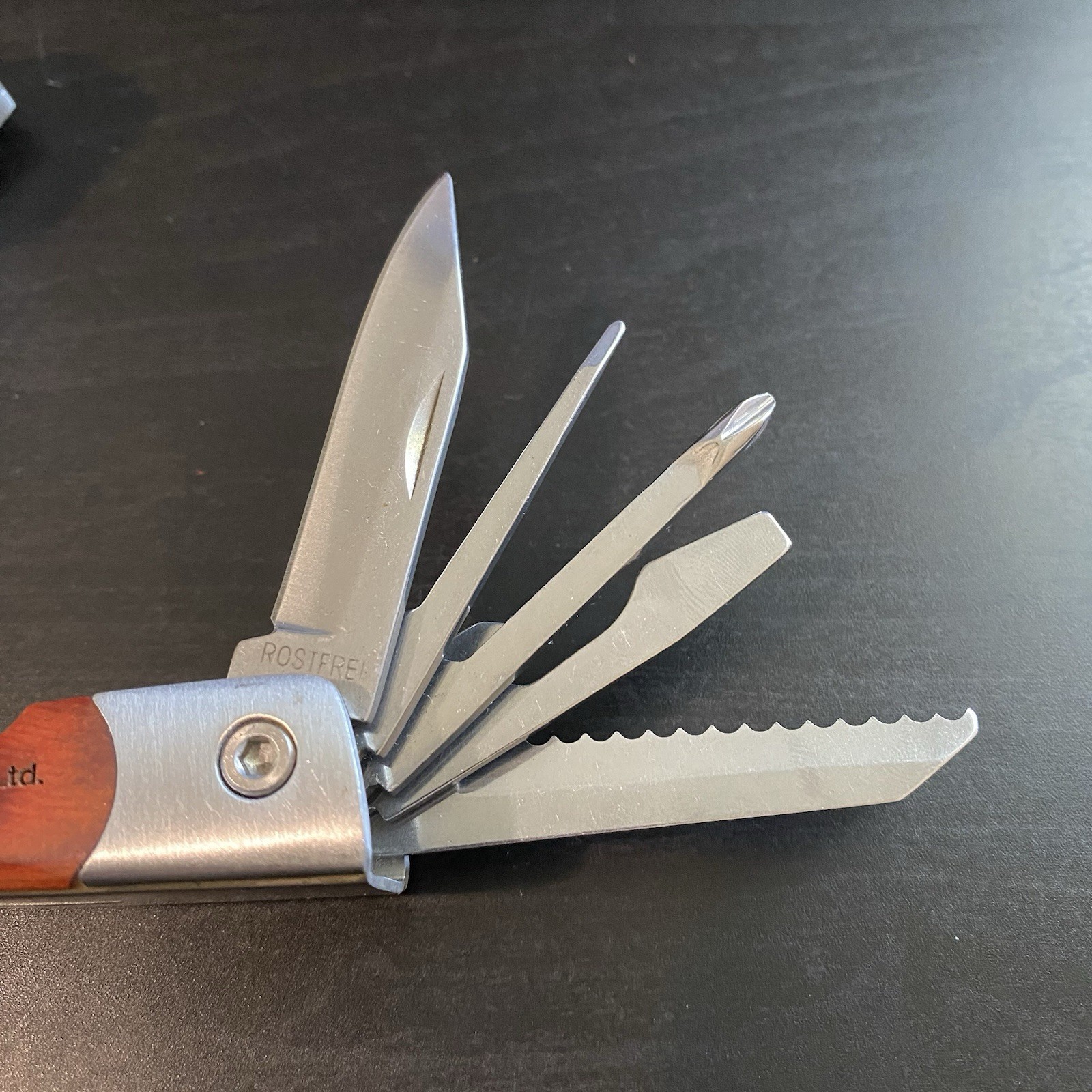 Kirschler Multi-Tool Wood Metal Handle Pliers Knife Screwdrivers LED Light