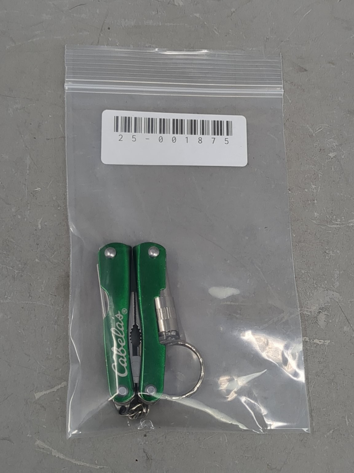 Cabela’s Green Multi-Tool with LED Light Pliers Knife Keychain * Needs Battery *