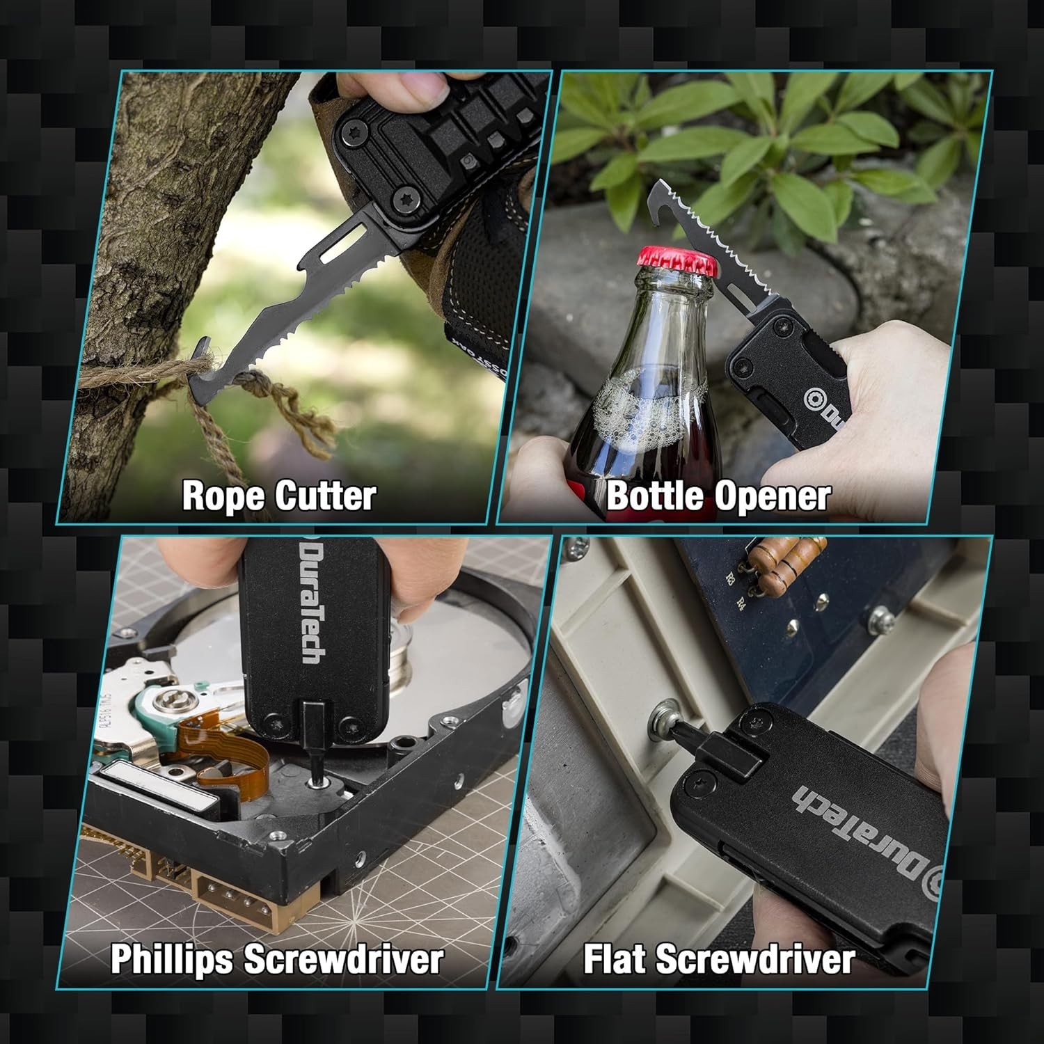 Compact 16 in 1 Multitool Knife with Bottle Opener and Rope Cutter for Outdoors