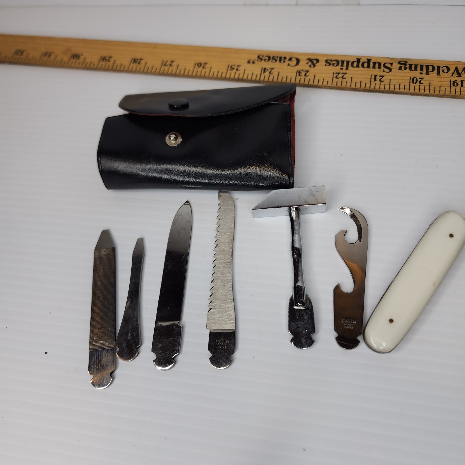 Vtg Multi Purpose Tool Kit Pocket Size Knife Interchangeable 7pc Stainless Japan