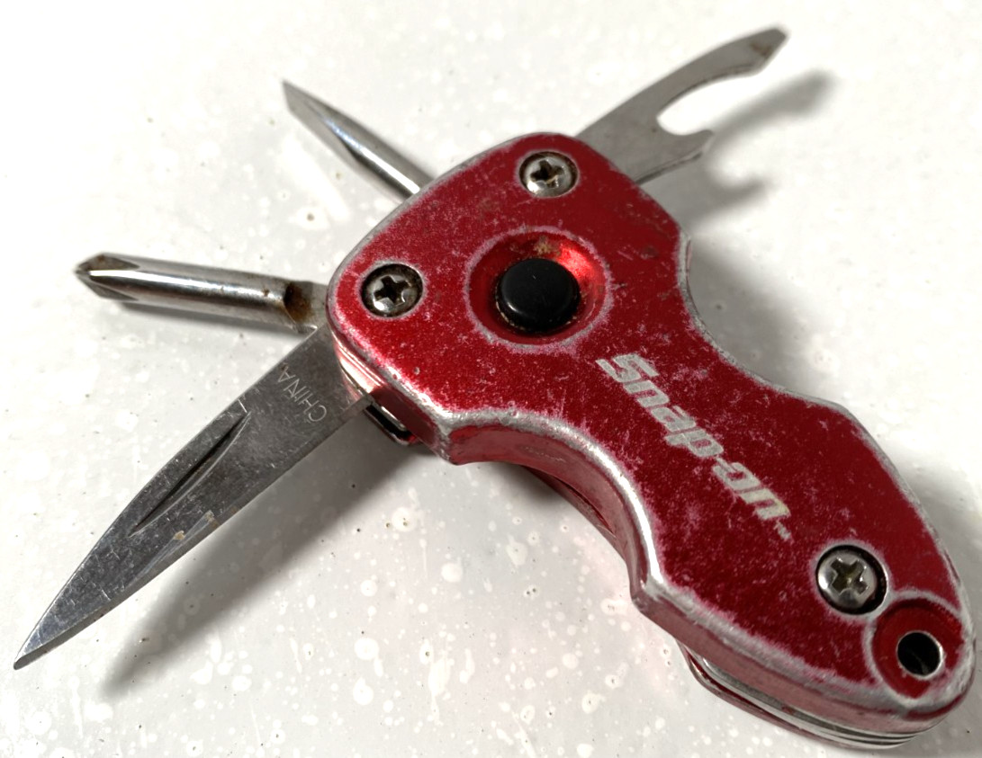 Snap-On multi tool function tool flashlight knife red bottle opener