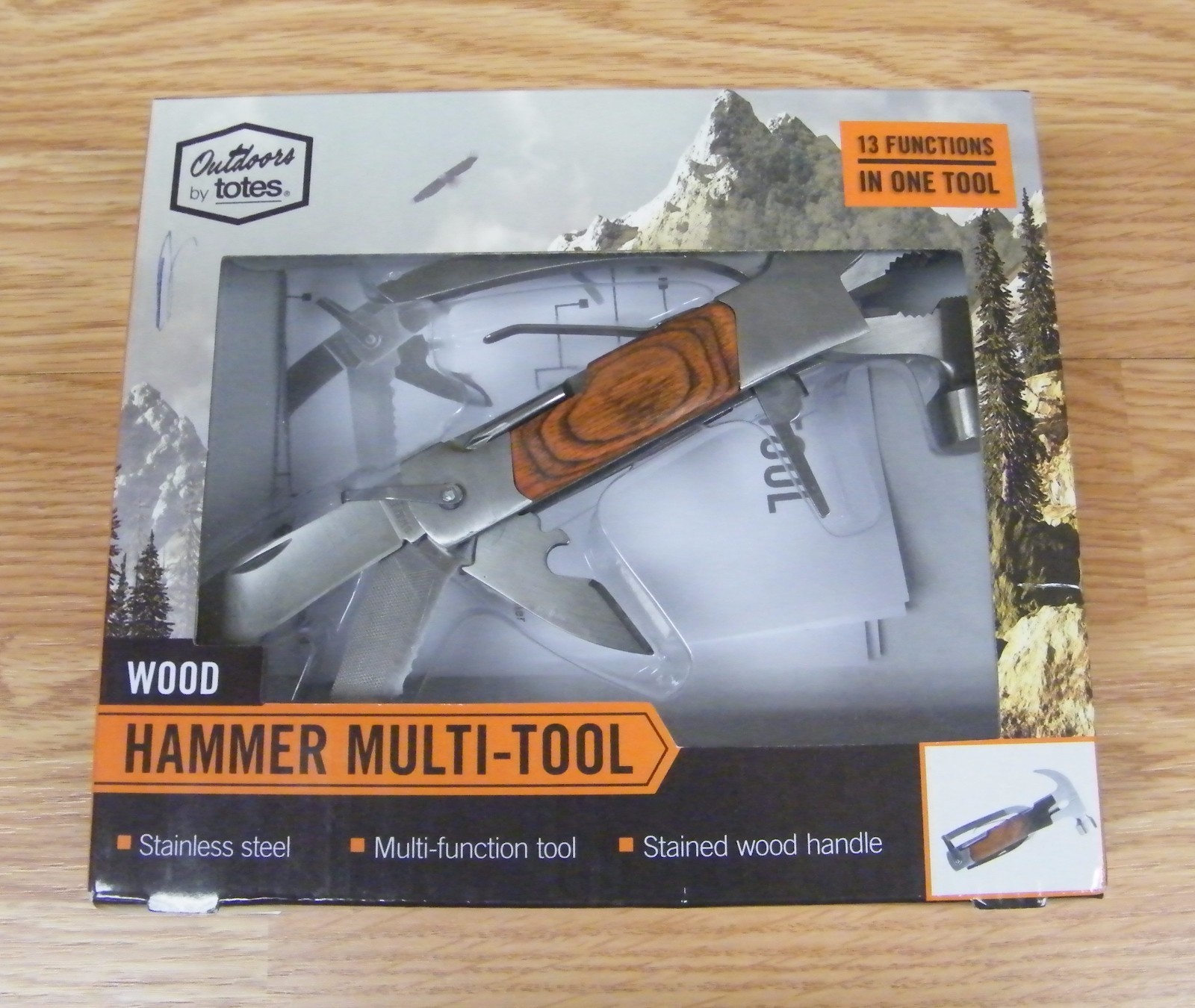 Outdoor by Totes 13 Functions Stainless Steel Stained Wood Handle Multi Tool
