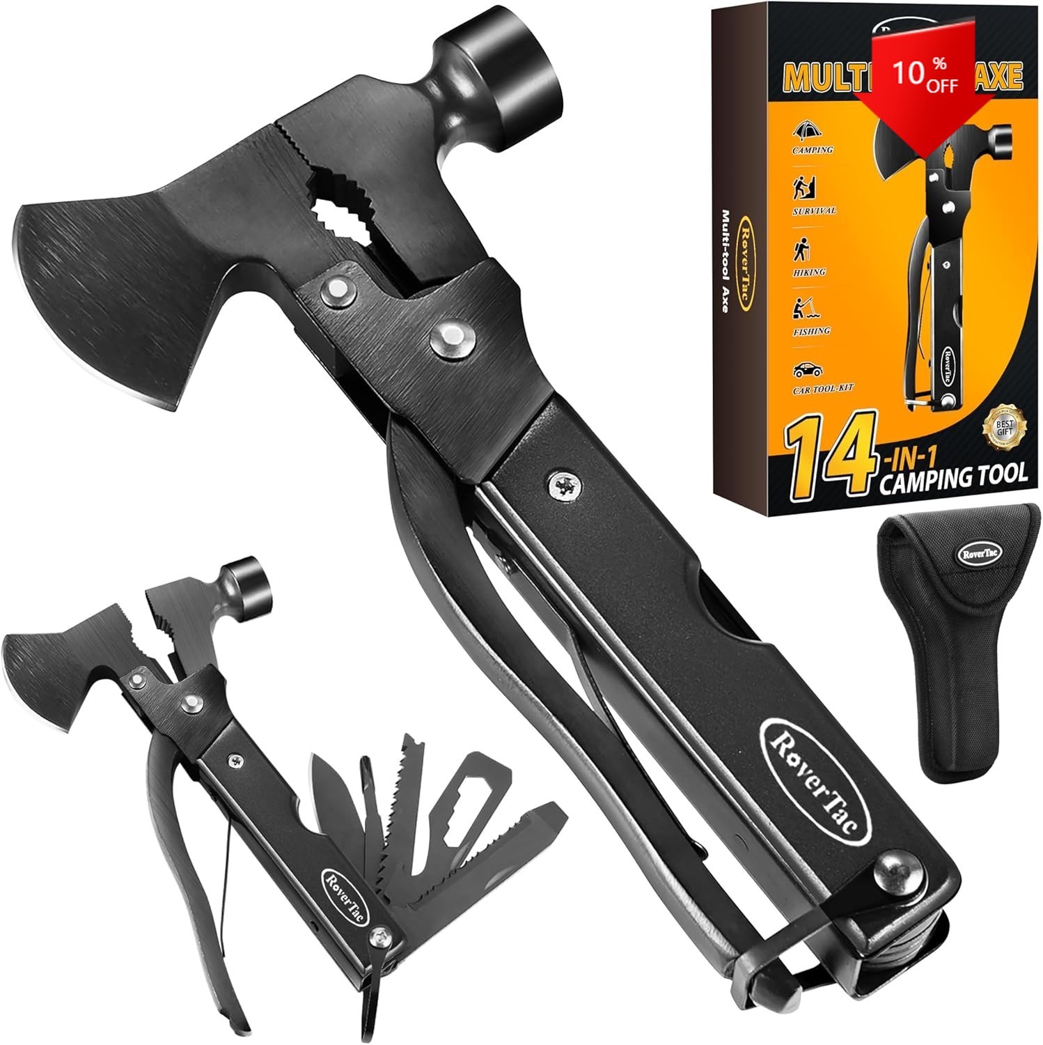 14-in-1 Multi-Function Camping Axe — Camping Gear with Sheath
