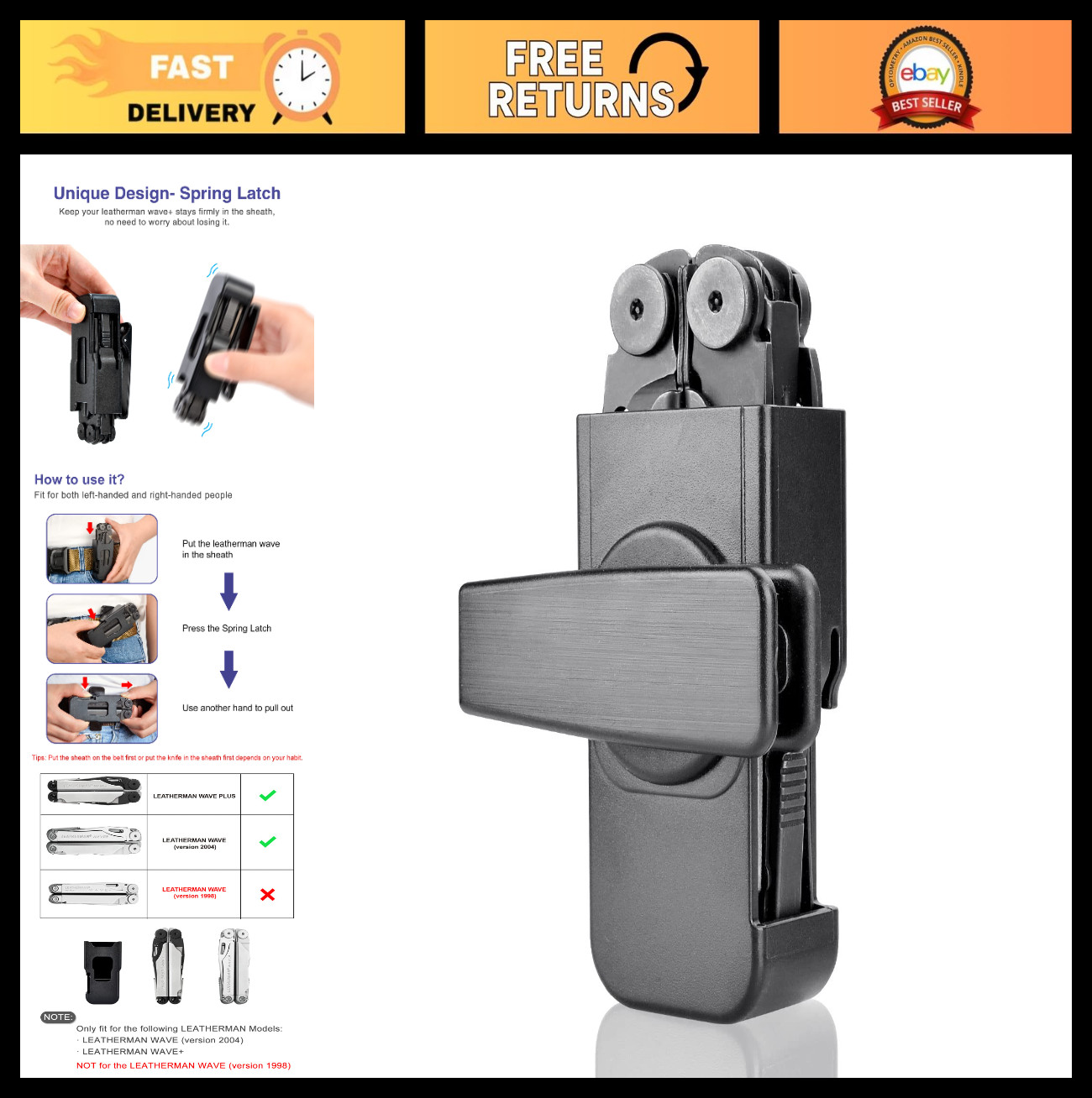 360° Rotating Sheath for Multi-Tool, Wave & Wave Plus Case Holder, Belt Clip Hol