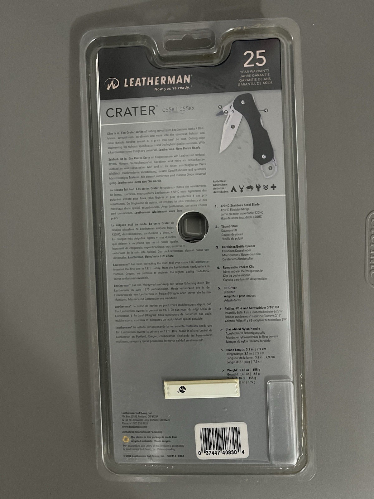 New Sealed Leatherman Crater C55b C55bx Folding Knife Multi Tool Bit Driver