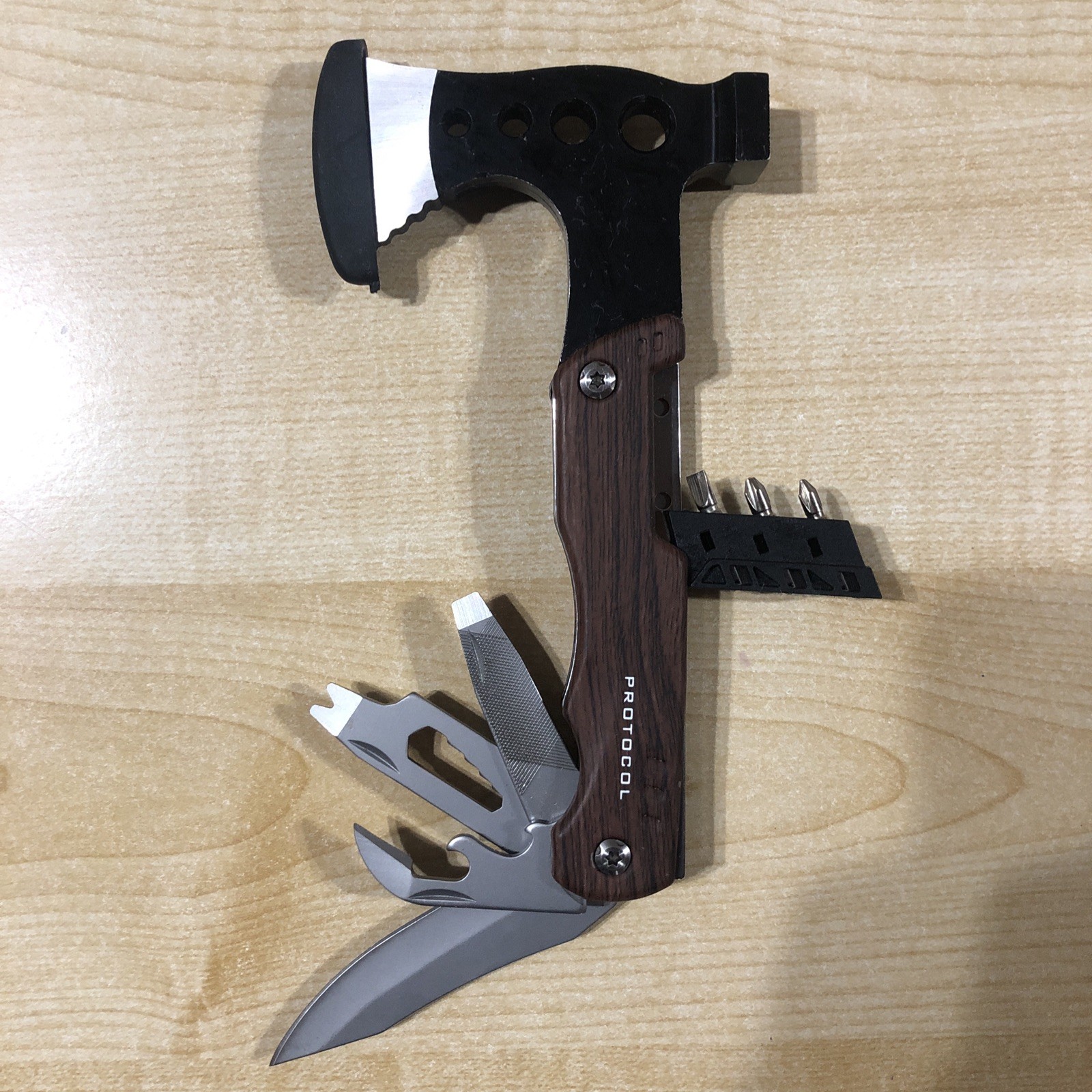 Protocol AX 17 in 1 Multi Tool – Knives Ax Screws Survival