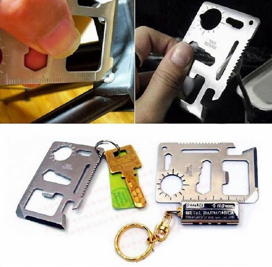 4-Pack Stainless Steel Multi-Functional Credit Card Size Survival Pocket Tool