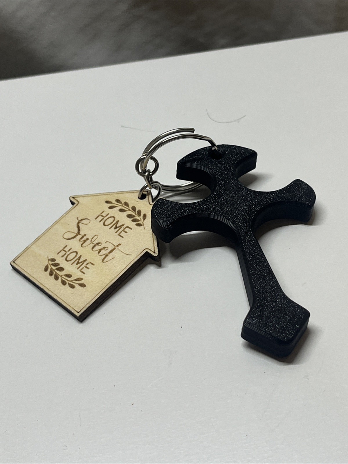 Christian Cross Keychain 3D Printed EDC Faith Gift Pocket Cross Religious Ring