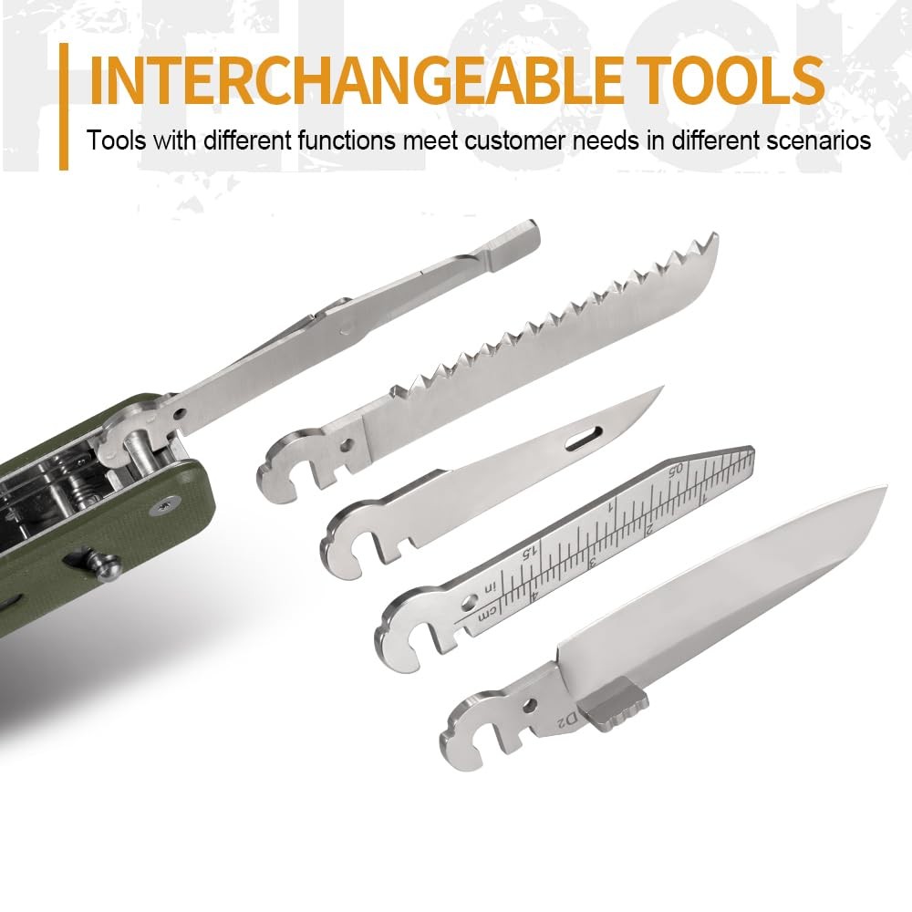 S503G 9-in-1 Mini EDC Pocket Knife Multitool with G10 Handle, Scissors, Screw…