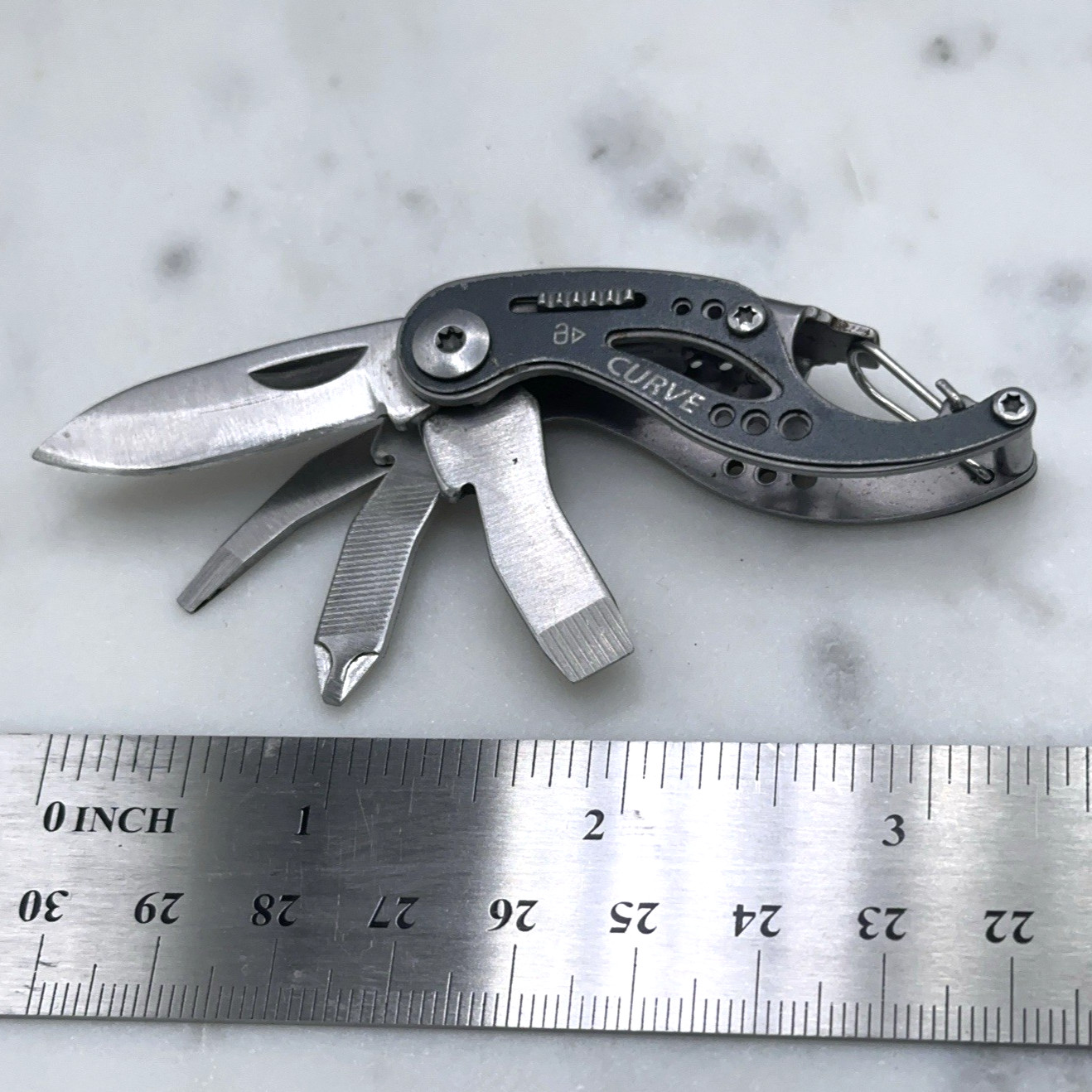 Gerber Curve Multi-Tool Keychain Pocket Knife Screwdrivers Bottle Opener Clip