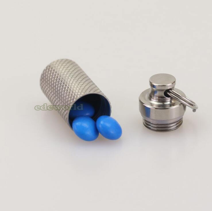 TC4 Titanium Portable Keychain Pill Capsula Case Outdoor Survival Tool F-14T EDC