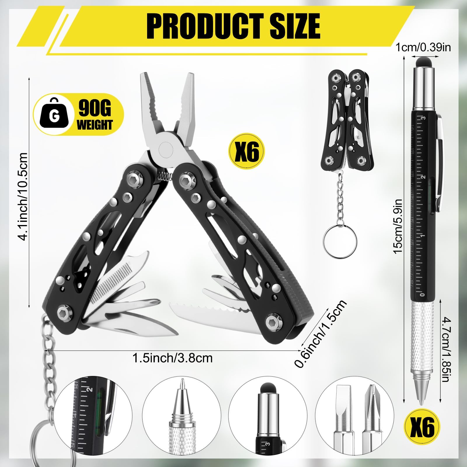 12 Pcs Multi Tool Bulk Fathers Day for Men Gifts, 6 in 1 Multi Tool Pen, Outd…