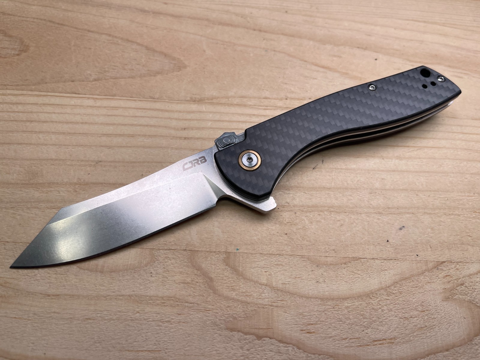 CJRB Cleaver J1915 D2 3.5” Steel Blade Folding Pocket Knife Carbon Fiber Handle