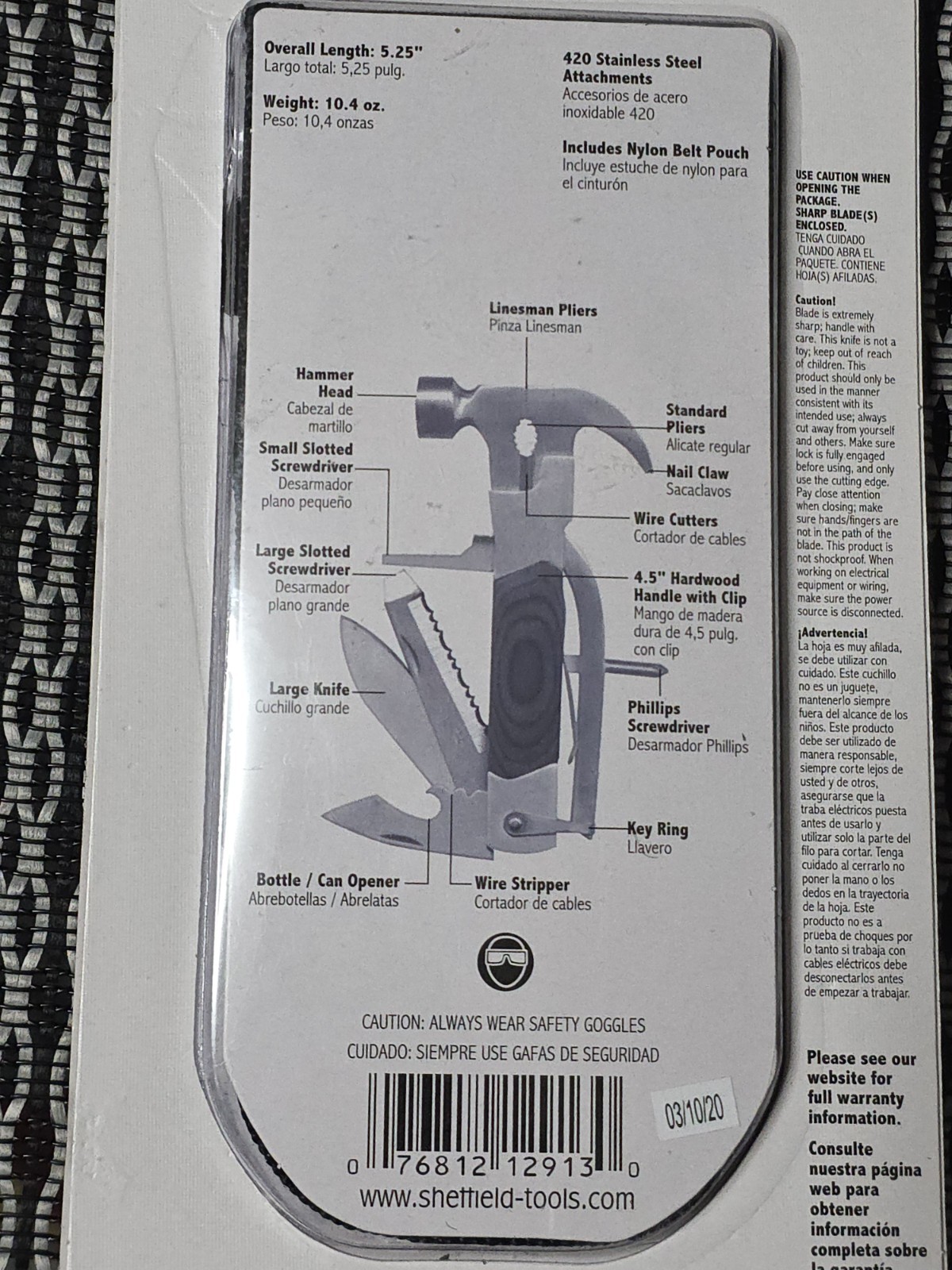 Sheffield The Hammer 14 In 1 Multi Tool Stainless Steel In Excellent Condition