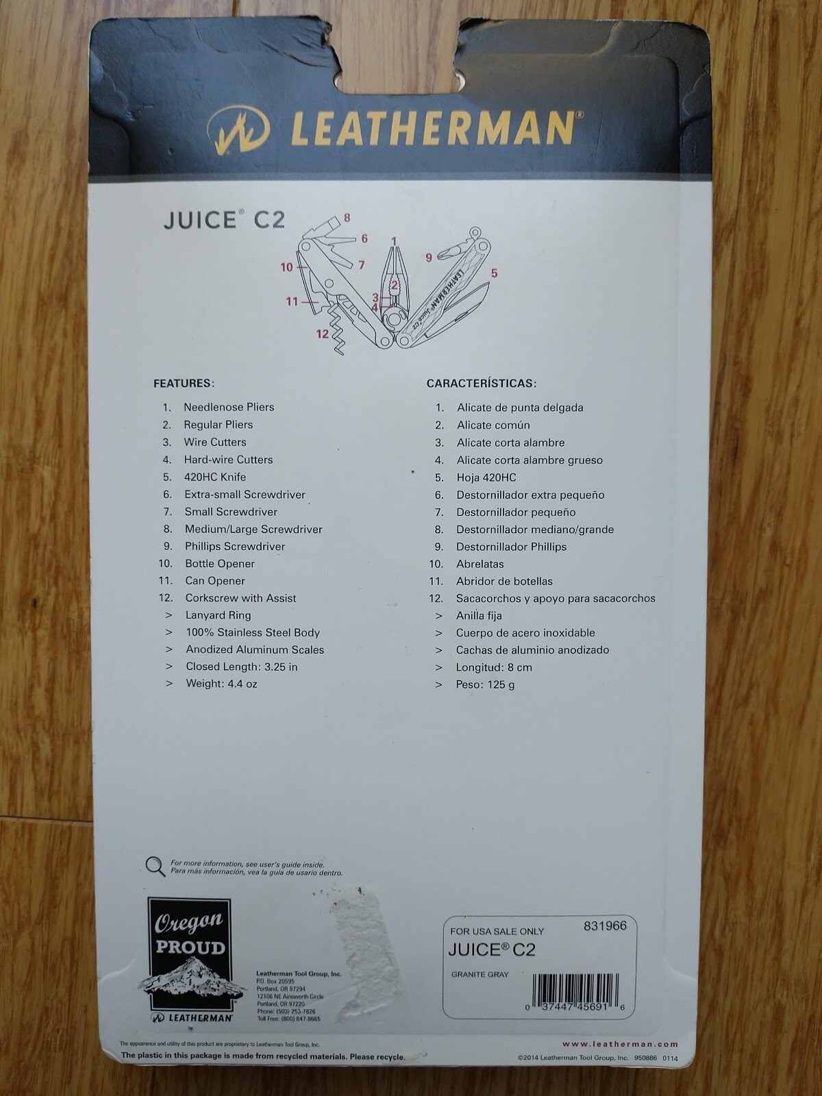 Discontinued Retired New Leatherman Juice C2 Grey multi-tool