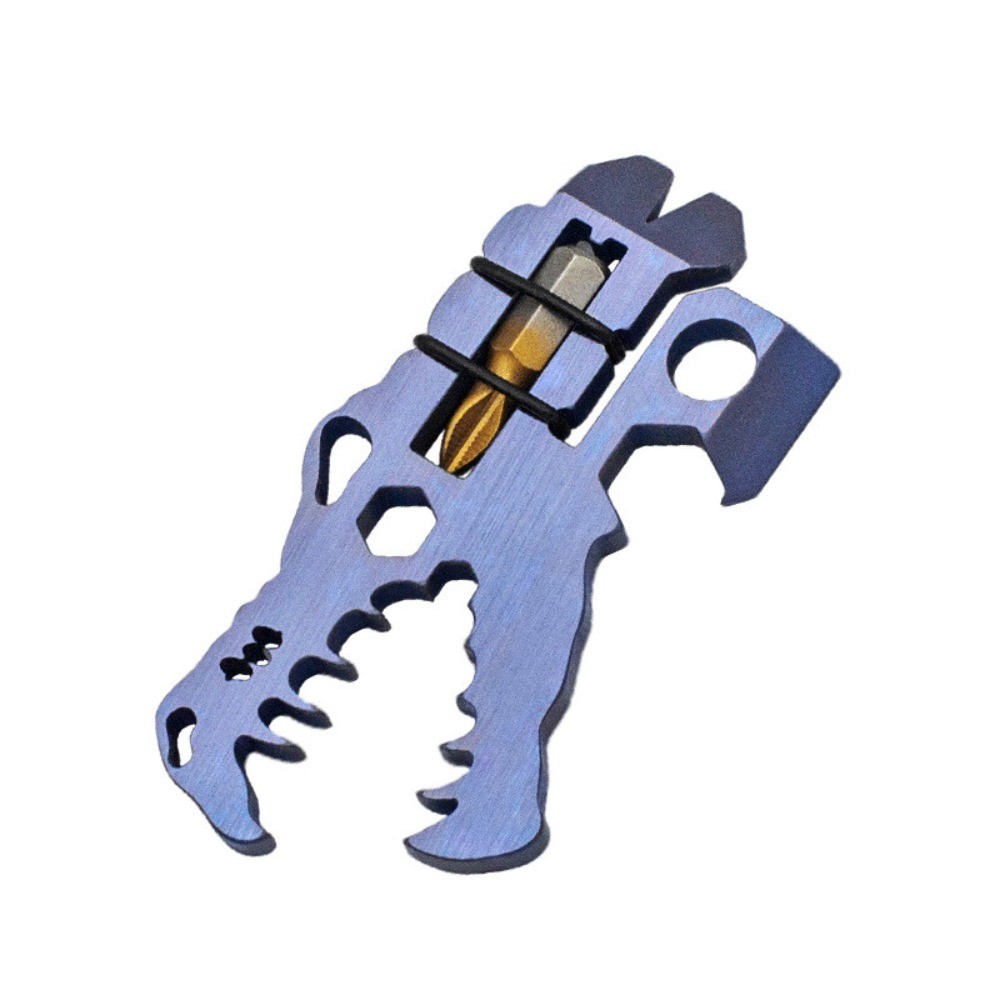 Titanium Alloy Pocket Multi Dinosaur Head Bottle Opener Pry Bar Screwdriver Tool