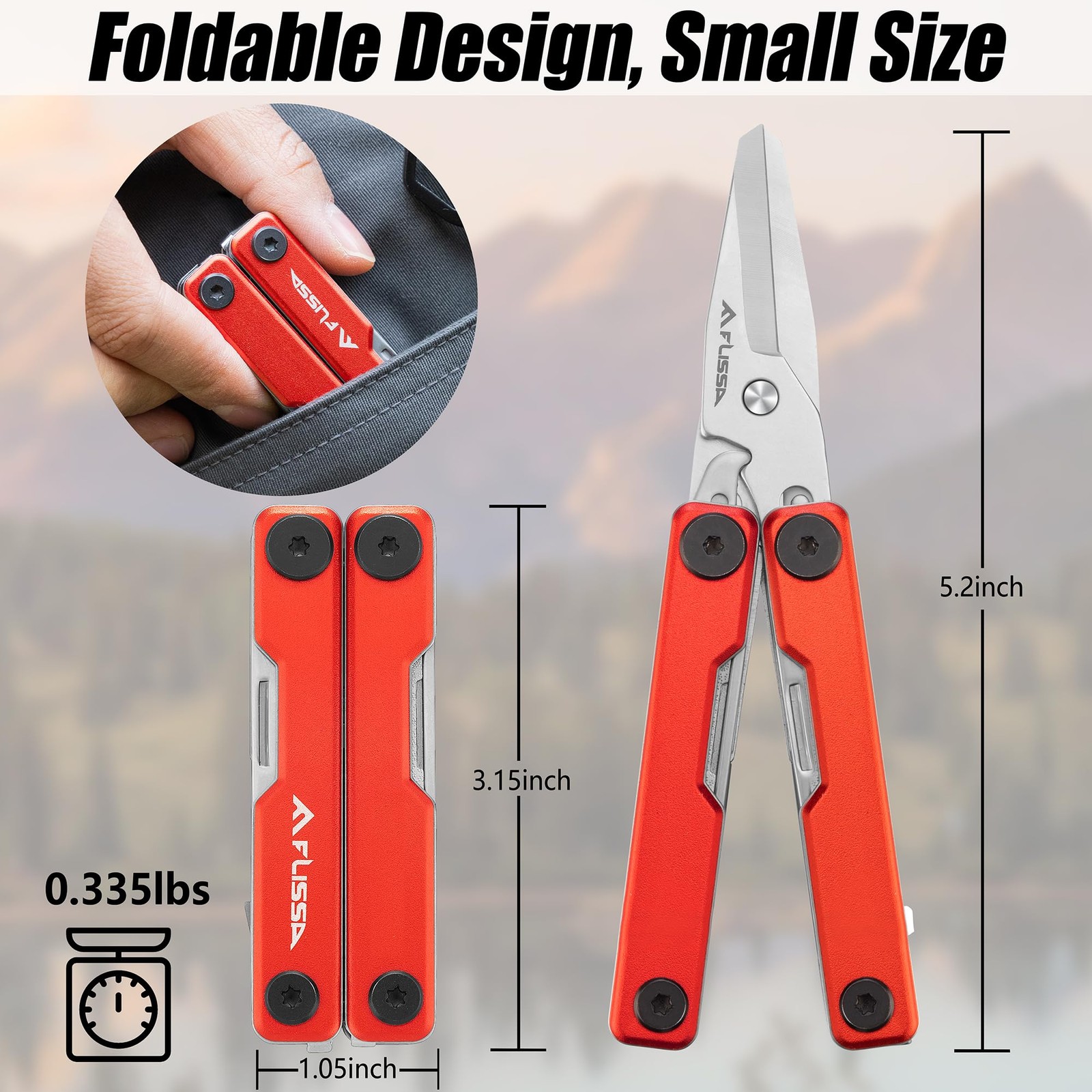 Multitool Scissors, 11-in-1 Multi Tool Pocket Knife, Stainless Steel Mini Mul…