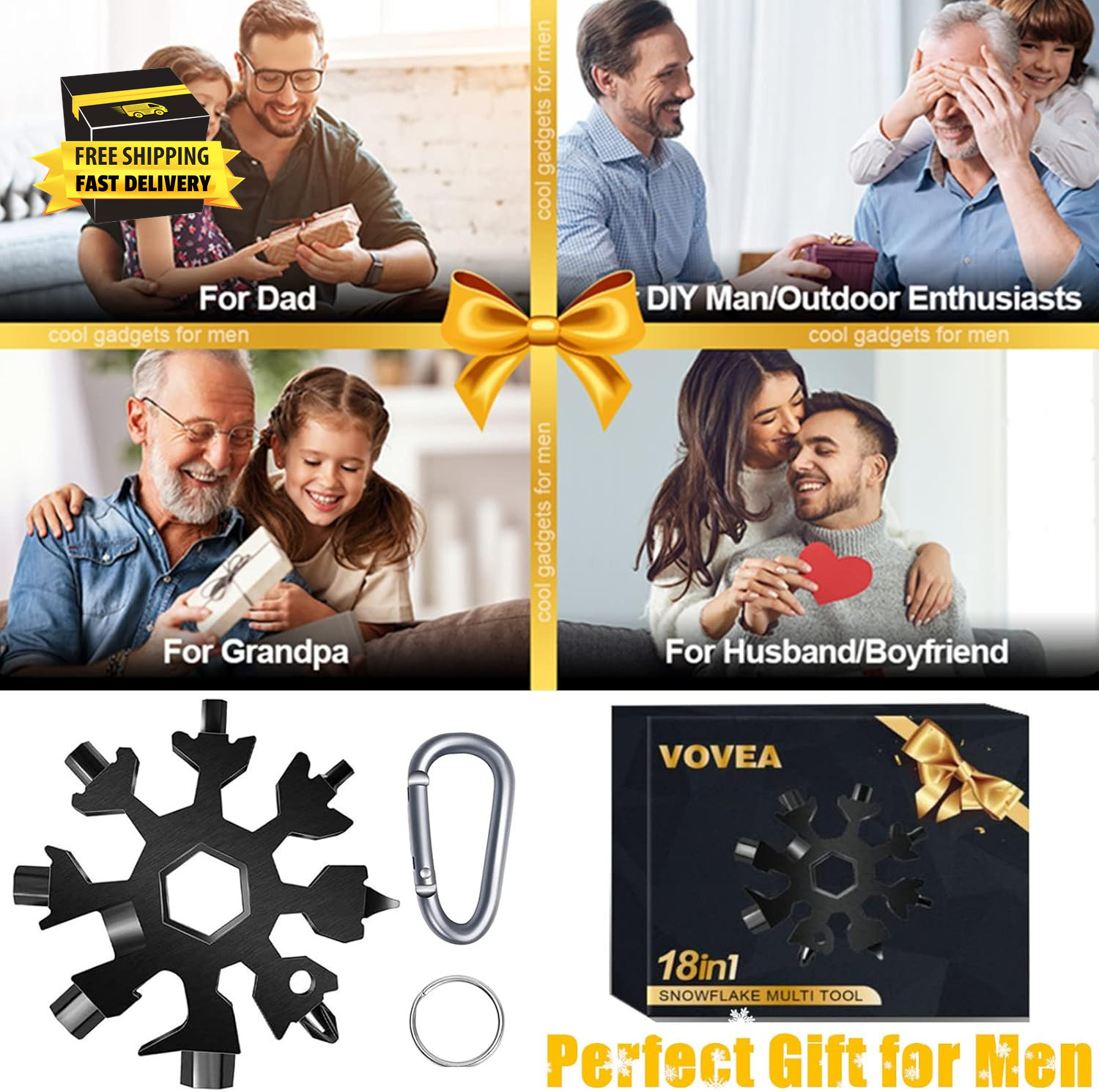 18-In-1 Snowflake Multi Tool, Fathers Day Mens Gifts, Birthday Gifts for Mens Da