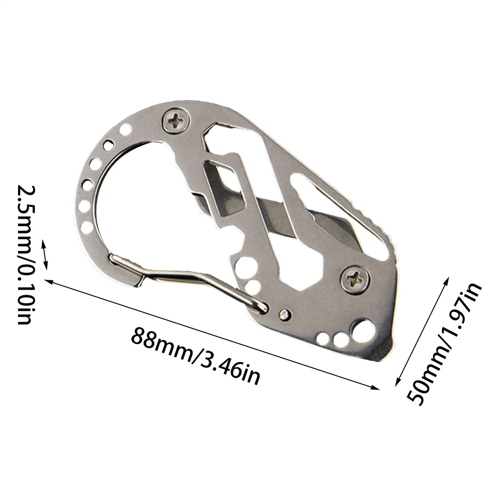 Stainless Multi Tool EDC Pocket Survival Carabiner Screwdriver Keychain Wrench**