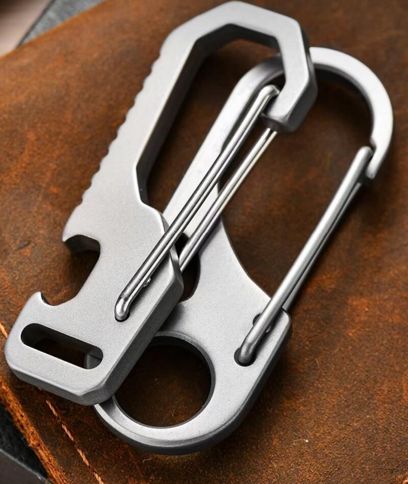 Titanium EDC Keychain Clip Quick Release Carabiner Key Ring Holder Bottle Opener