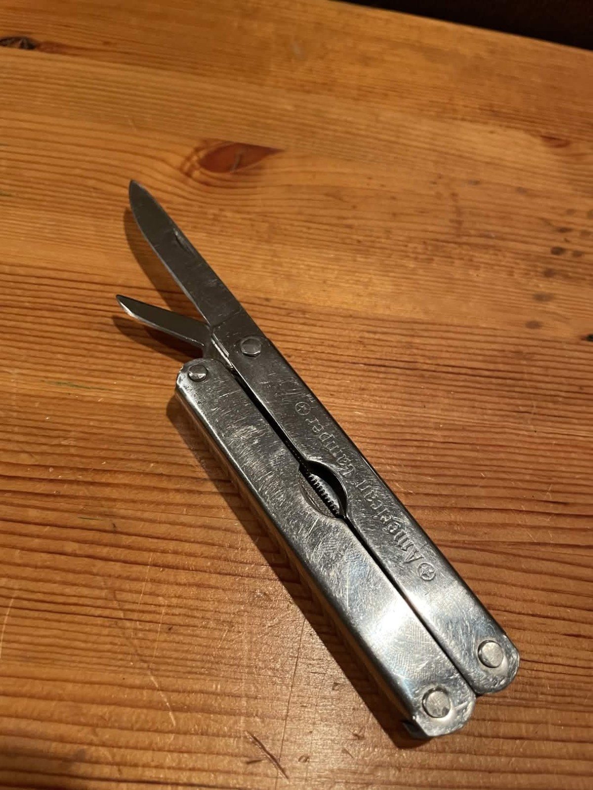 AMERICAN CAMPER BRAND STAINLESS STEEL MULTI TOOL COMBO PLIER GOOD CONDITION!