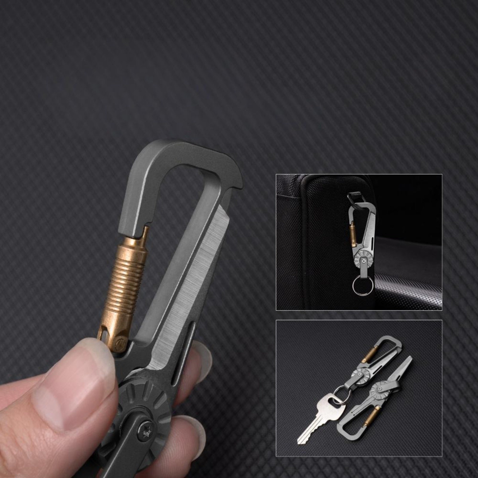 Titanium Alloy Keychain EDC Pocket Tool with Folding Mini Knife Lightweight