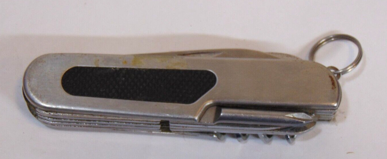 Vintage Multi Tool Pocket Knife Folding Scissors Screw Opener 10 Tools Versatile