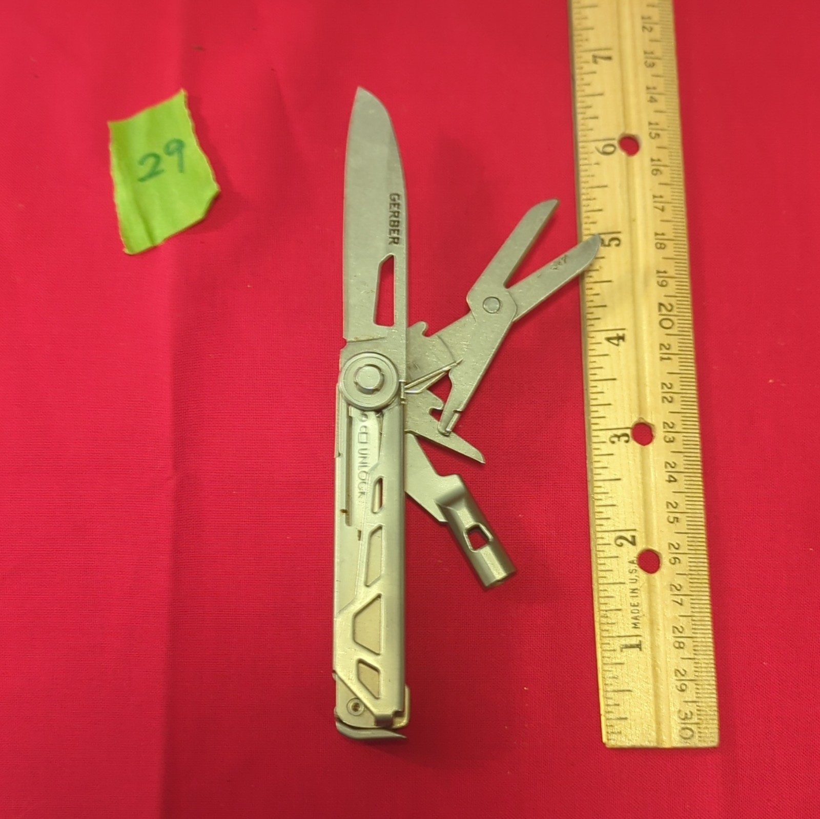 Gerber Silver 4-Tool Multi-Tool, Knife, Scissors, Hex Driver, Awl, 3″ Blade